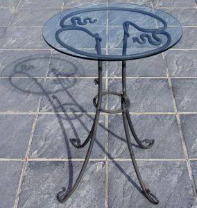 round iron side table