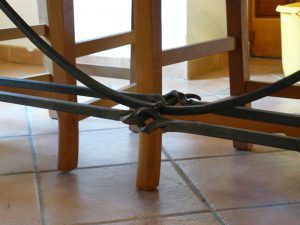 wrought iron dining table detail