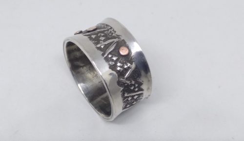 silver ring with copper dots-2