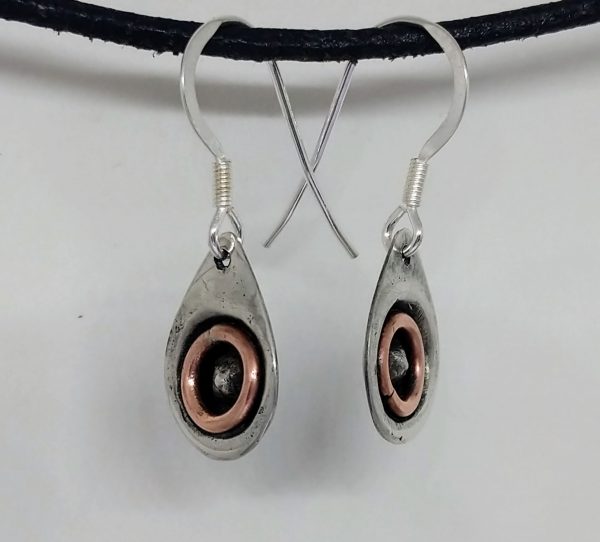 silver earrings with copper ring