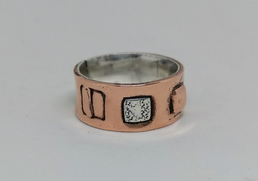 Silver lined copper ring
