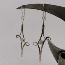 long forged silver wire earrings