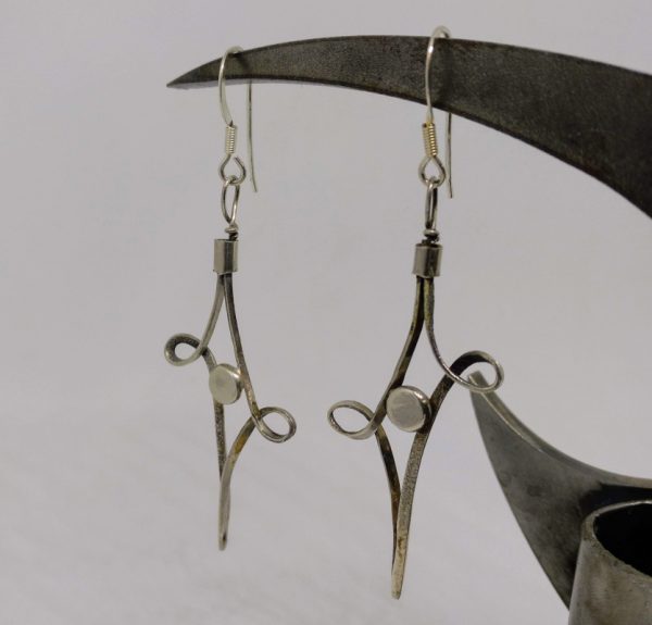 long forged silver wire earrings