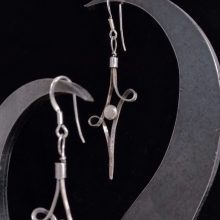 long forged silver wire earrings