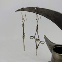 long forged silver wire earrings