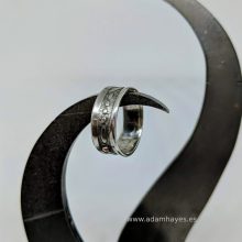 Silver ring with pattern stamp and copper dots 2 Silver ring with pattern stamp and copper dots