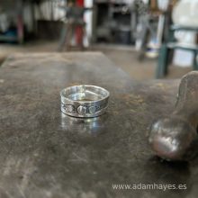 Stamped silver ring with silver dot 4 Stamped silver ring