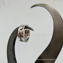 Stamped silver ring with silver dot Stamped silver ring