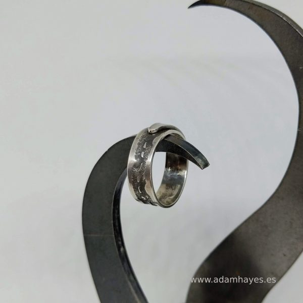 Silver ring with textured overlap 2 Silver ring with textured overlap