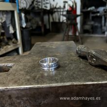 Silver ring with textured overlap 5 Silver ring with textured overlap